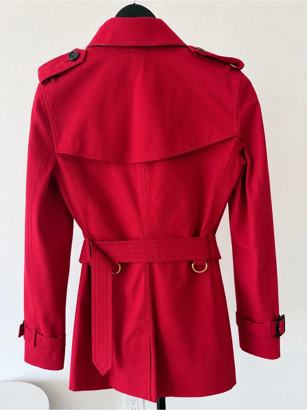 Burberry Red Double-Breasted Trench with Belt - Picture 3 of 5